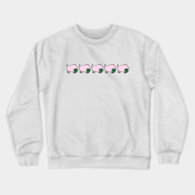 Five Pink Pig Holding Shamrock for St Patricks Day Crewneck Sweatshirt by ellenhenryart